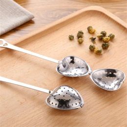 Heart Shaped tea infuser Mesh Ball Stainless Strainer Herbal Locking Tea Infuser Spoon Strainer Steeper Handle Shower Table Tool 123 LL