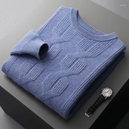 Men's Sweaters Autumn And Winter Merino Wool Cashmere Sweater O-Neck Thickened Pullover Knit Fashion Korean Luxury Jacket Top