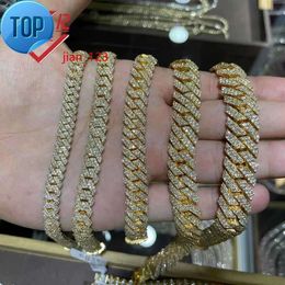 10mm 22 polegadas masculas de ouro de ouro real Cadeias VVs Moissanite Diamond Chain Pong Set 10k Gold Cuban Link Chain