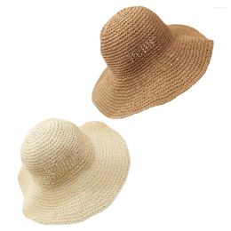 Berets Handmade Straw Woven Bucket Hat Women Girl Boonie Ladies Hats Accessories Fashion Fisherman Girls