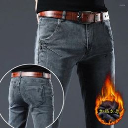 Men's Jeans Winter Comfortable Warm Fleece Thick Slim Fit Classic Brand Clothing Fashion Stretch Trendy Men Young Feet
