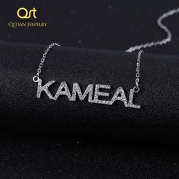 Personalised Iced Out Zirconia Letters Necklace Custom Name Pendant Crystal stainless steel choker Do not fade Jewellery WomenGift325I
