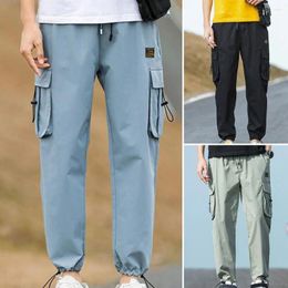 Men's Pants Streetwear Men Cargo Loose Type Elastic Waist Hip Hop Ankle-banded Drawstring Jogger Daily Clothes