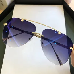 Sunglasses 2023 Frameless Women's Design Brand Fashion Sun Glasses Metal Double Bridge Eyewear UV400