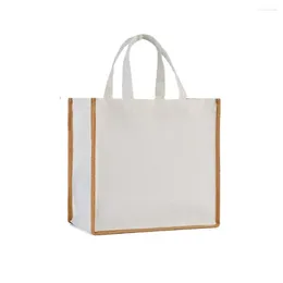 Shopping Bags Line Cotton Reusable Linen Grocery Tote For Custom Design Po Printed Sublimation Blank Print Foldable Bag