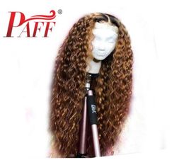 PAFF Ombre Curly Lace Front Human Hair Wigs Brazilian 360 Lace Frontal Wig PrePlucked Bleached Knots Baby Hair1595647