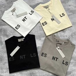 Ess Mens T-shirts and Polo Shirts Fog Double Thread Three-dimensional Silica Gel Letter Trend Loose High Street Brand Couple Short Sleeve Tshirts Tees TopsGNYZ