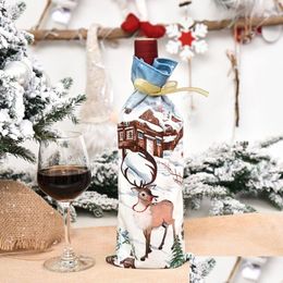 Christmas Decorations Wine Bottle Er Merry Christmas Decoration Cartoon Santa Snowman Reindeer Decorate Festive Party Orname Dhgarden Dhhas