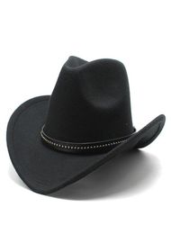 Winter Women Men Black Wool Fedora Hat Chapeu Western Cowboy Hat Gentleman Jazz Sombrero Hombre Cap Elegant Lady Cowgirl Hats 22027111922