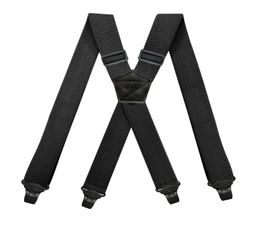 Heavy Duty Work Suspenders for Men 38cm Wide XBack with 4 Plastic Gripper Clasps Adjustable Elastic Trouser Pants BracesBlack9888822