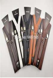 High quality Brown and black braces 25mm width menswomen pu leather suspenders for men 120cm9979760