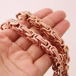 4 5 8mm Fashion Jewelry Rose Gold 316L Stainless Steel Byzantine Box Chain Men Women Necklace Or Bracelet Bangle 7-40 Gift C300N