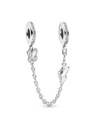 Silver Style Barefoot & Butterfly Safety Chain Charm Bead Fit Original 925 Bracelet Pendant DIY Jewelry For Women2955505