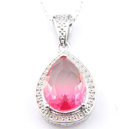 10Pcs Luckyshine 3 Color Optional Women Wedding Party Jewelry Tourmaline Gems Silver Vintage Necklaces Pendants With Chain Sh268a