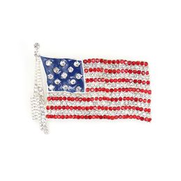 10 Pcs Lot Fashion Design American Flag Brooch Crystal Rhinestone 4th of July USA Patriotic Pins For Gift Decoration291n