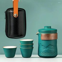 Teaware Sets 6Pcs /set Travel Tea Pot Carrying Bag Cup Single One Four Outdoor Teapot Portable Set