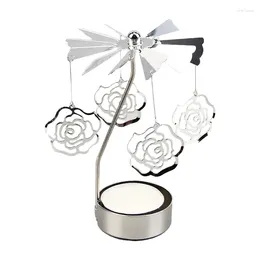 Candle Holders Holder Rotary Tea Light Candlestick Creative Metal Tray Spinning Lovely Decor