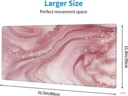 Mouse Pads Wrist Rests Pink Glitter Marble Gaming Mouse Pad XL Extended Stitched Edges Mousepad Large Mouse Mat Desk Pad Long Mice Pad 31.5x11.8 Inch