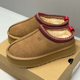 Chinelos femininos Tasman, chinelos de pele castanha, chinelos de lã Pitaz, mulas, botas de plataforma masculinas, slip-ons, parte superior de camurça, botas confortáveis de outono/inverno de grife 777