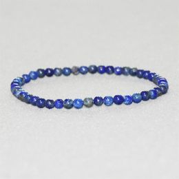 MG0028 Whole 4 mm Lapis Lazuli Mini Gemstone Bracelet Natural Stone Women's Yoga Mala Beads Jewelry218D