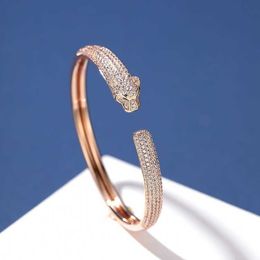 Bulgarie Carer Original Luxury Designer Bracelet Cheetah Bracelet Female Sterling Silver Leopard Diamond 18k Rose Gold Open Bracelet Trendy Sparkling Diamond