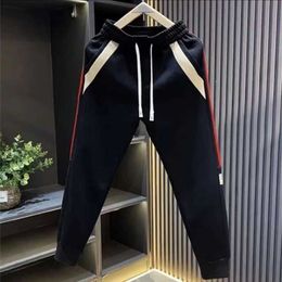 Sweatpants men's trend casual loose sports pants fall new Colour matching small feet Haren pants elastic leg pants tide Q231229