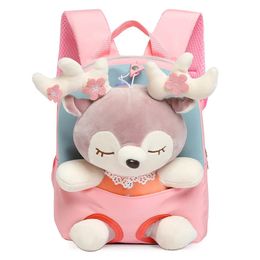 Mochilas escolares de pelúcia para meninas, mochilas com animais de pelúcia para crianças, jardim de infância, mochilas escolares 240103