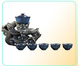 11pcs set Portable ceramics Set semiautomatic Spin infuser Handmade kettle cup Household porcelain ware drinkwar2923505362