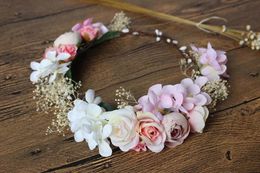 Accessories Children Veils Headpiece Flower sea beach headdress flowers Girls garlands photography hair accessories Boho Floral Crown C501