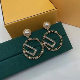 Earrings Designer For Women 925 Sterling Silver Pearl Hoop Stud Fashion Letter With Gift Box Women Party Weddings Jewellery