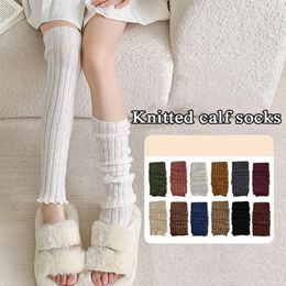 Women Socks Lolita Long Solid Colour Foot Cover Arm Warmer Y2K Autumn Winter Crochet Heap Boot Cuffs Stockings