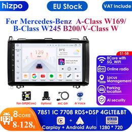 9''carplay 4G 2 Din Android Car Radio for Mercedes Benz A B Class W169 W245 B200 W906 2500 Sprinter 3500 W639 Vito Viano VW