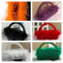 Autumn Winter Dinner Bags Clutch Stylish Feather Handbag Fashion Women Ladies Sequin Feather Clutch Wedding Handmade Beaded Bag FMT-4239