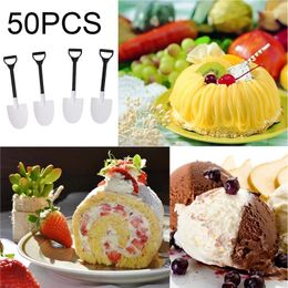 Spoons 50Pcs Plastic Disposable Mini Shovel Spoon Potted Ice Cream Cake For Children Dessert Tea Coffee Kitchen Tools