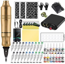 Tattoo Guns Kits Complete Machine Pen Power Supply Rotary Gun With 20pcs Cartridges Needles Permanent Makeup For ArtisTattoo GunsT6267102