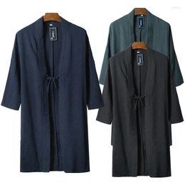 Men's Vests Men Kimono Japanese Male Shirt Cardigan Traditional Samurai Clothing Plus Size 4XL Cotton Linen Haori Yukata Streetwear