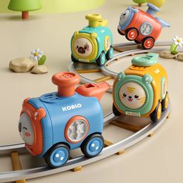 Inertia toy car press face changing with whistle Small train crash resistant cartoon parent child interaction 231228