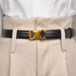 Versatile Gold Plated Buckle Geometry Metal Belt Charm Black Buckle Belt 3 Colours Red Leather Letter Set Gift Belts