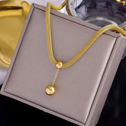gold necklace ball custom personalized clavicle titanium steel chain diamond jewlery designer jewerly fashion jewelry layered Wome280L