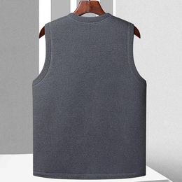 Men's Vests Winter Vest For Men Single-breasted V Neck Plush Sleeveless Cardigan With Pockets Fall Casual Cold Resistant Plus