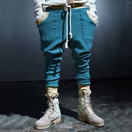 Men's Pants 2024 Spring And Autumn Trend Lace Up Patchwork Casual Knitted Training Sports Jogger Sweatpants