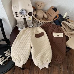 Trousers Kids Casual Pants 2023 Winter Fashionable Baby Thick Quilted Solid Colour Simple Warm