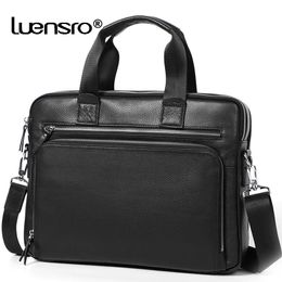 Briefcases Large Men's Briefcase Genuine Leather Satchel Bags Male 14 Inch Laptop Bag Handbag Business Shoulder Bags Briefcase Men Bag