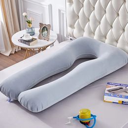 Multi-function Inflatable U-shaped Pillow for Pregnancy Women Sleeping Support Pillow Waist Protection Pillow Maternity Bedding 231228