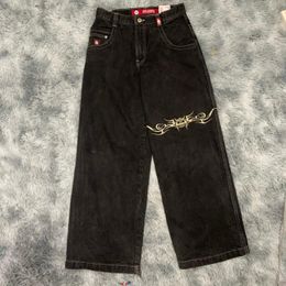JNCO Jeans Y2k Hip Hop Graphic Print Gothic Black Baggy Retro Pants Men Women Streetwear High Waist Wide Leg Trousers 231228