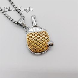 Pendant Necklaces Black Knight 2 Tone Table Tennis Bat Necklace Men Fashion Stainless Steel Gym Ping-pong Jewelry BLKN0662299c