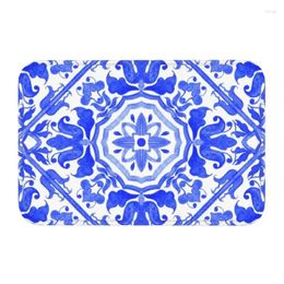 Carpets Portuguese Azulejo Tiles Front Door Mat Outdoor Waterproof Blue Delft Porcelain Doormat Garden Garage Entrance Rug Carpet