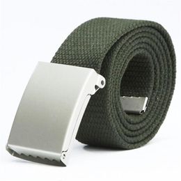 Unisex Outdoor Sports Plain Canvas Military Web Belt Metal Buckle Men Womens 1PC Fashion 2021 Belts317E