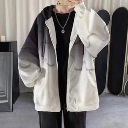 Men's Hoodies Trendy Cardigan Clothes For Men Hooded Sweater Large Size White Y2k Zip Up Hip Hop Gear Woman Street Wear Gym Clothing