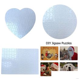 Other Festive Party Supplies Sublimation Blank Puzzle Heart Round A4 Jigsaw Diy Craft Heat Transfer Printing Puzzles Valentine Day Dhqxq